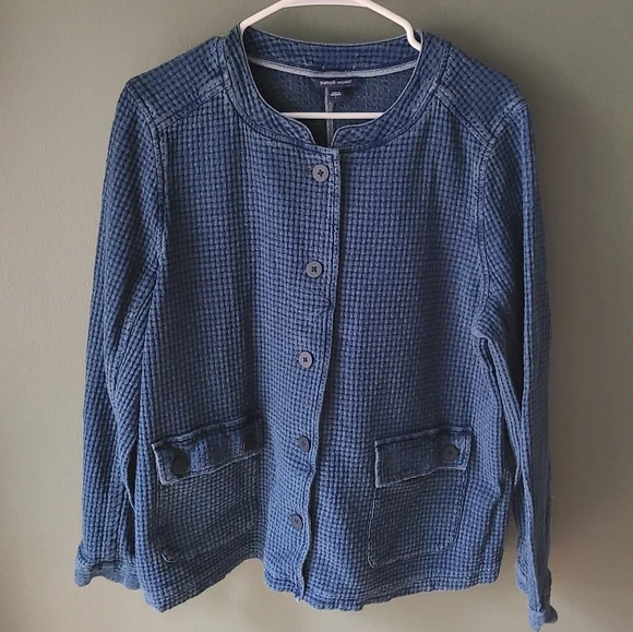 J. Jill Pure Jill Indigo Field Jacket, Size Large - Picture 2 of 5